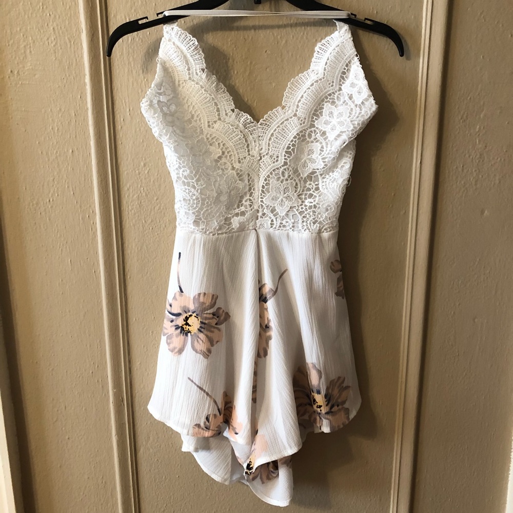 Adorable Lace + Floral Romper